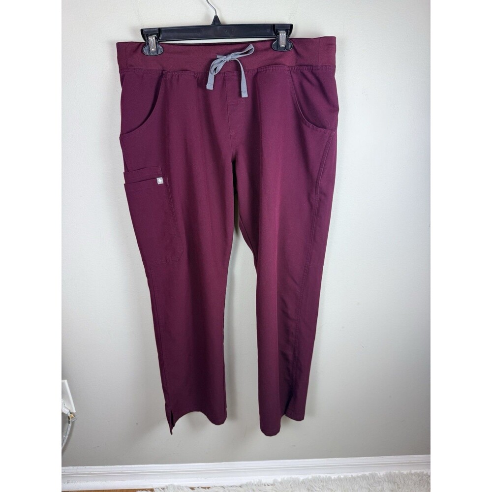 FIGS Kade Cargo Scrub Pants Womens Large Red Maroon Burgundy Cargo Straight Leg